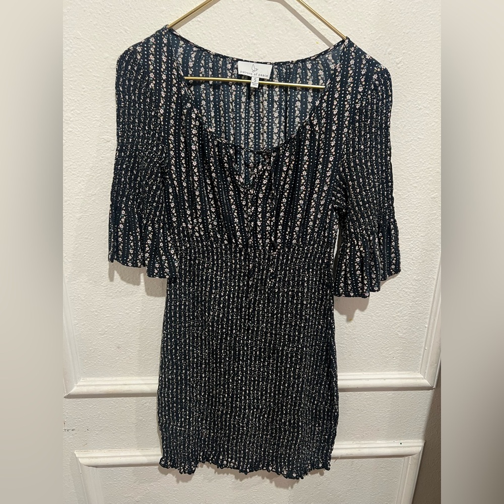 Patrons of Peace Navy Floral Top